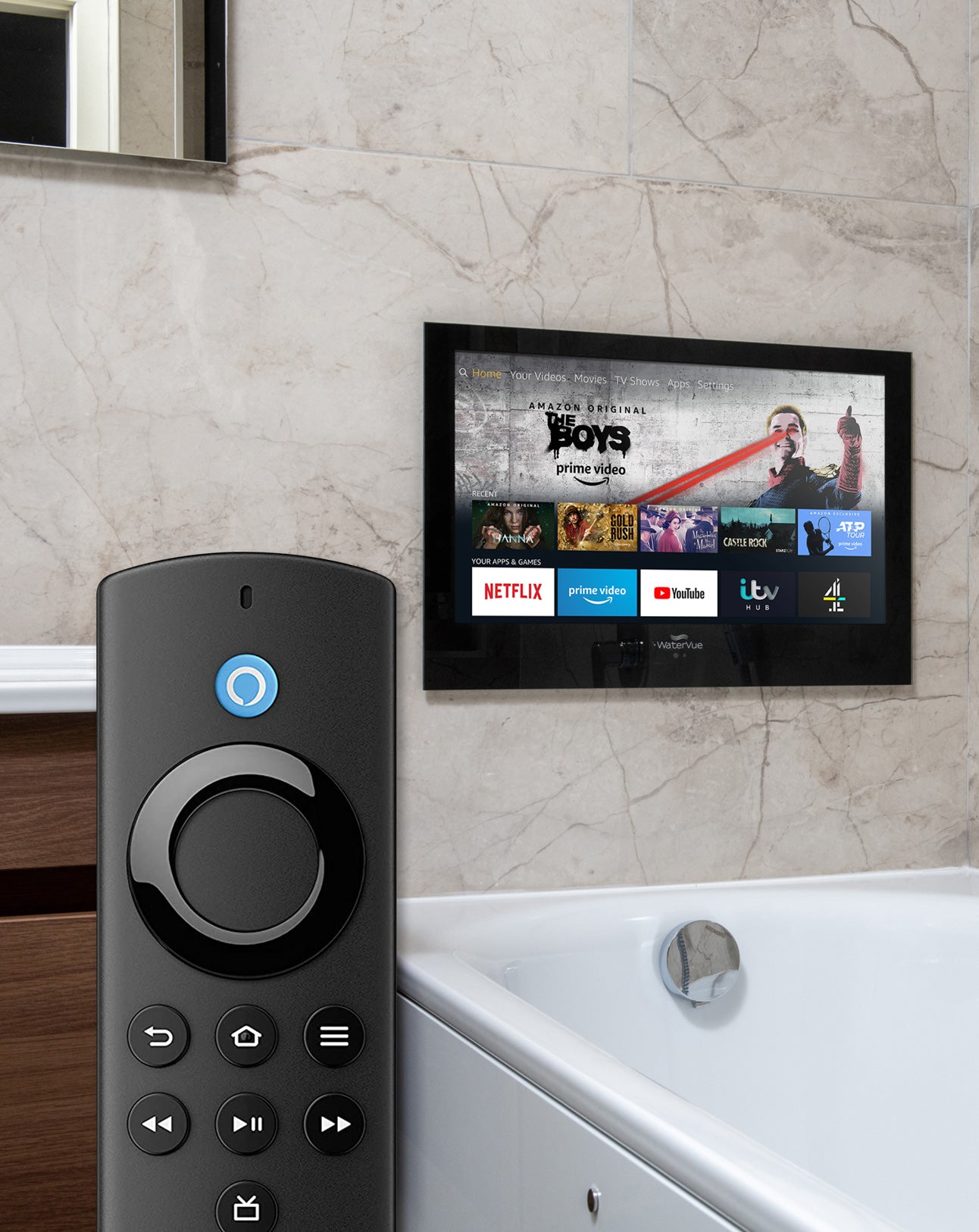 24" Black BathroomTV with Amazon Fire TV Stick